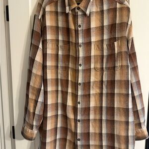 St. John's Bay Brown Plaid Casual Button Down Shirt